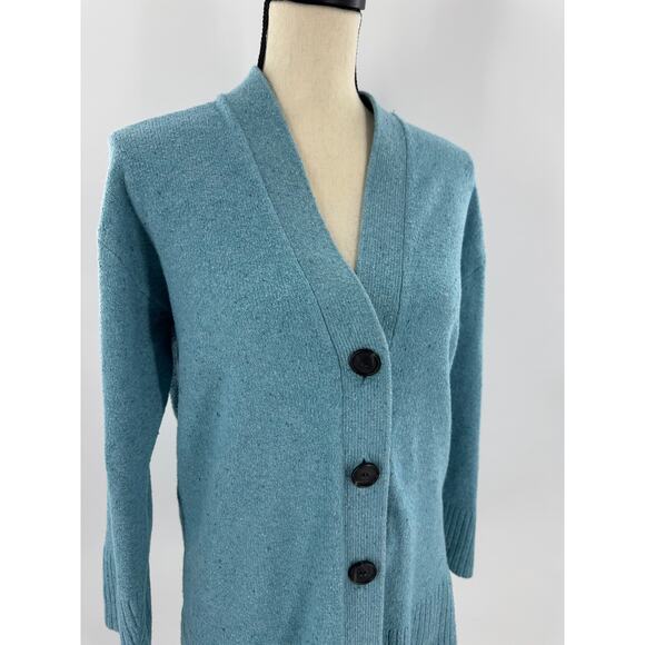 Something Navy Blue Cardigan Sweater Button up Cardi Small Wool - Picture 1 of 6